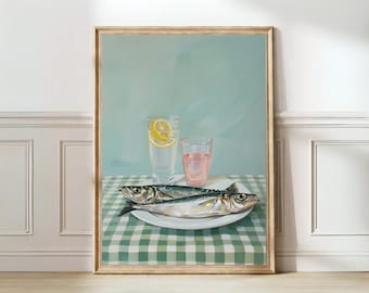 Sardynki Drukuj Puszka Sardynki Plakat Vintage Retro Sardynka Sztuka Ścienna Druk Ryby Eklektyczna Sztuka Ścienna Kolorowa Sztuka Kuchenna Maksymalny Plakat