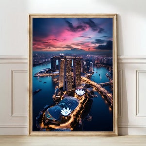 Singapur Print Marina Bay Poster Singapur Wand Kunst Karte Singapur Skyline Singapur Reise Poster Bestes Geburtstagsgeschenk | DIGITALER DOWNLOAD