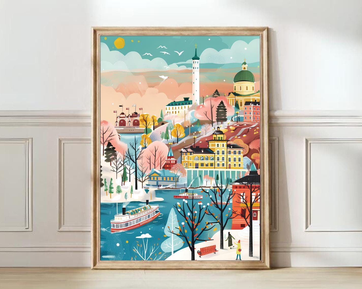 フィンランドの水彩画 フィンランド プリント フィンランド イラスト ヘルシンキ 旅行