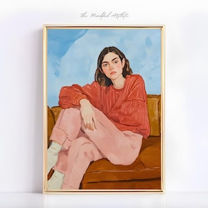 Pink Abstract People Art Woman Portrait Striped Art Minimalist Woman Art Eclectic Contemporary Art People Painting Figurative Art | digital