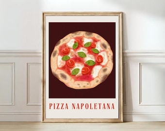 Pizza Print Kitchen Print Pizza Napoletana Poster Pizza Margherita Print Food Poster Kitchen Wall Art Italy Italian Food Art | DIGITAL
