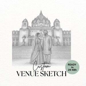 Custom Wedding Venue Illustration Wedding Illustration Invitation Wedding Venue Portrait Wedding Gift Invitation Sketch | digital download