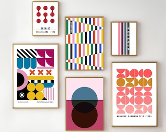 Colorful Bauhaus Print Bauhaus Poster Mid Century Modern Geometric Print Retro Print Abstract Eclectic Print Maximalist | Set of 6 | 13