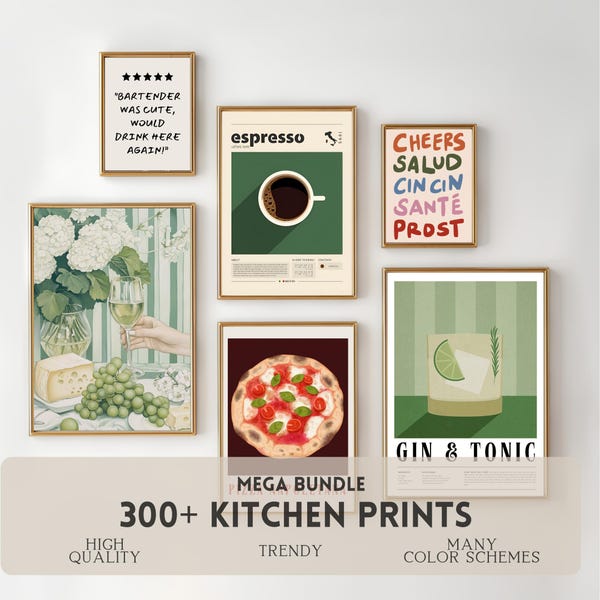 Kitchen Print Set of 300+ Prints Kitchen Wall Art Kitchen Poster Spring Kitchen Decor Coffee Print Beverage Print Bar Decor Breakfast Print
