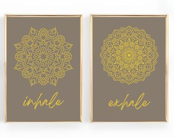 Stampa Yoga Inspira Espira Stampa Yoga Arte murale Meditazione Stampa Buddista Arte murale Mindfulness Stampa Mandala sopra il letto / download digitale