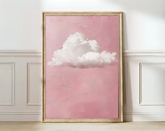 Cloud Print Moody Cloud Painting Pink Wall Art Pink Pastel Wall Art Minimalist Wall Art Maximalist Decor Renaissance | PRINTABLE WALL ART