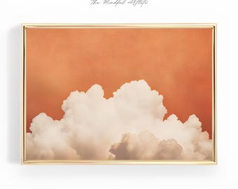 Orange Cloud Printable Moody Cloud Painting Large Horizontal Wall Art Above Bed Print Minimalist Print Maximalist Print Bedroom | digital