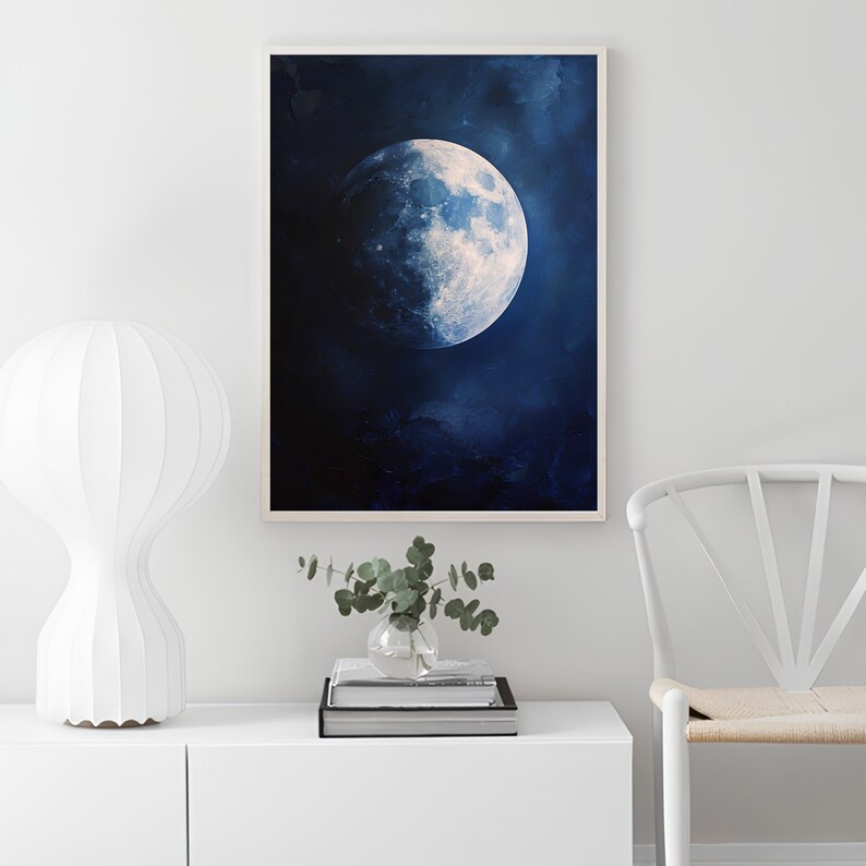 Moon Print Moon Poster Moody Night Sky Painting Night Print Sky Print ...