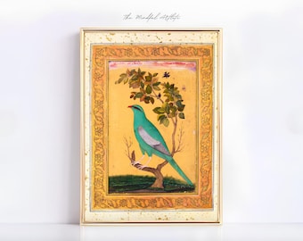Mughal Art Bird Print Mughal Tapestry Traditional Indian Art Persian Art Mughal Miniature Folk Art Heritage Art | digital print