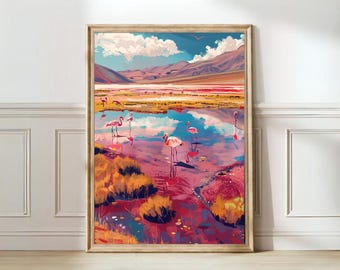 Bolivia Print Bolivia Illustration Uyuni Travel Poster Uyuni Print Poster Bolivia Gift Flamingo Print Traveler Gift | DIGITAL DOWNLOAD
