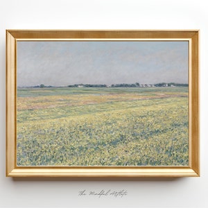 Colorful Vintage Landscape Painting Spring Art Floral Meadow Wildflower Field Printable Floral Print Cottage Art Horizontal Art