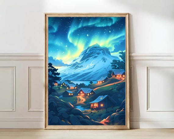 Iceland Print Iceland Illustration Iceland Travel Poster Iceland