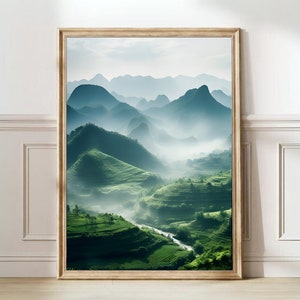 China Print Berge Poster Hong Kong Print Sage Green Print Shanghai Karte Hong Kong Skyline China Decor Bestes Geschenk | DIGITALER DOWNLOAD
