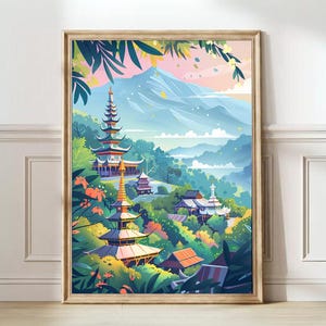 Thailand Print Thailand Illustration Chiang Mai Print Chiang Mai Poster Thailand Painting Thailand Gift Travel Gallery Nursery Decor