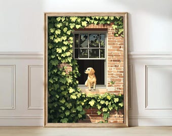 Bruges Print Fidele Print Bruges Illustration Dog Print Bruges Labrador Print Bruges Retriever Print Belgium Print | DIGITAL DOWNLOAD