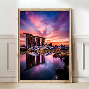 Singapore Print Marina Bay Poster Singapore Wall Art Map Singapore Skyline Singapore Travel Poster Best Birthday Gift | DIGITAL DOWNLOAD
