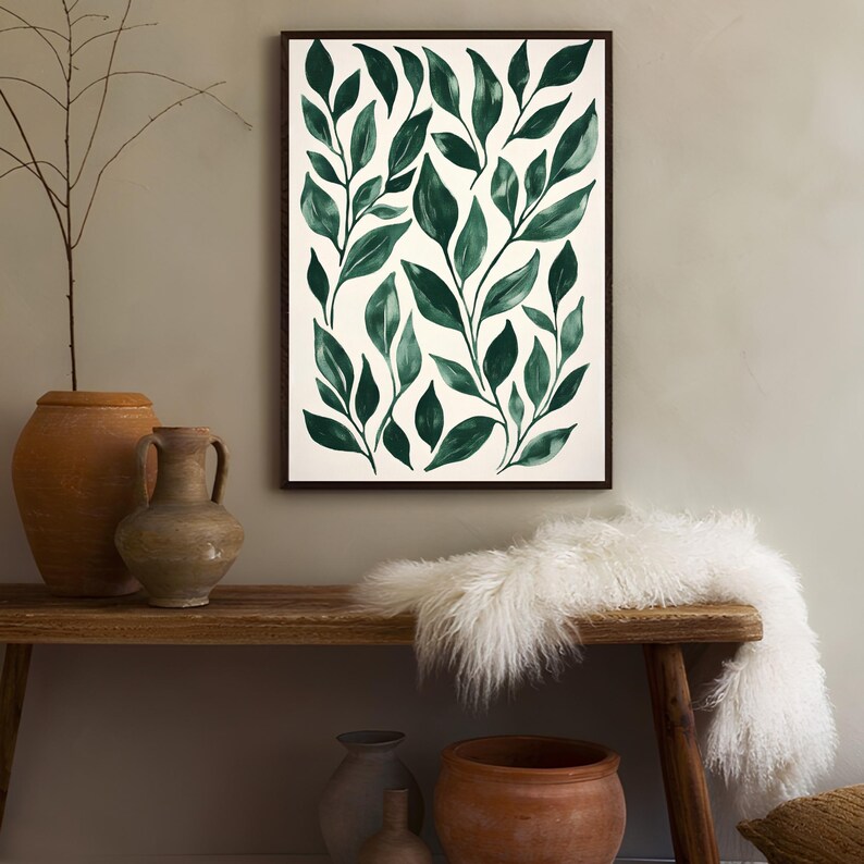 Botanical Print Green Leaves Print Green Wall Art Leaf Print Floral ...