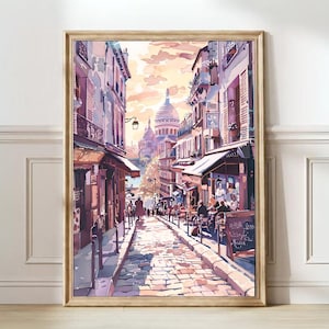 Impressão de Paris Ilustração de Paris Impressão de Montmartre Poster de viagens de Paris Pintura de Paris Impressão floral Impressão nostálgica | DOWNLOAD DIGITAL