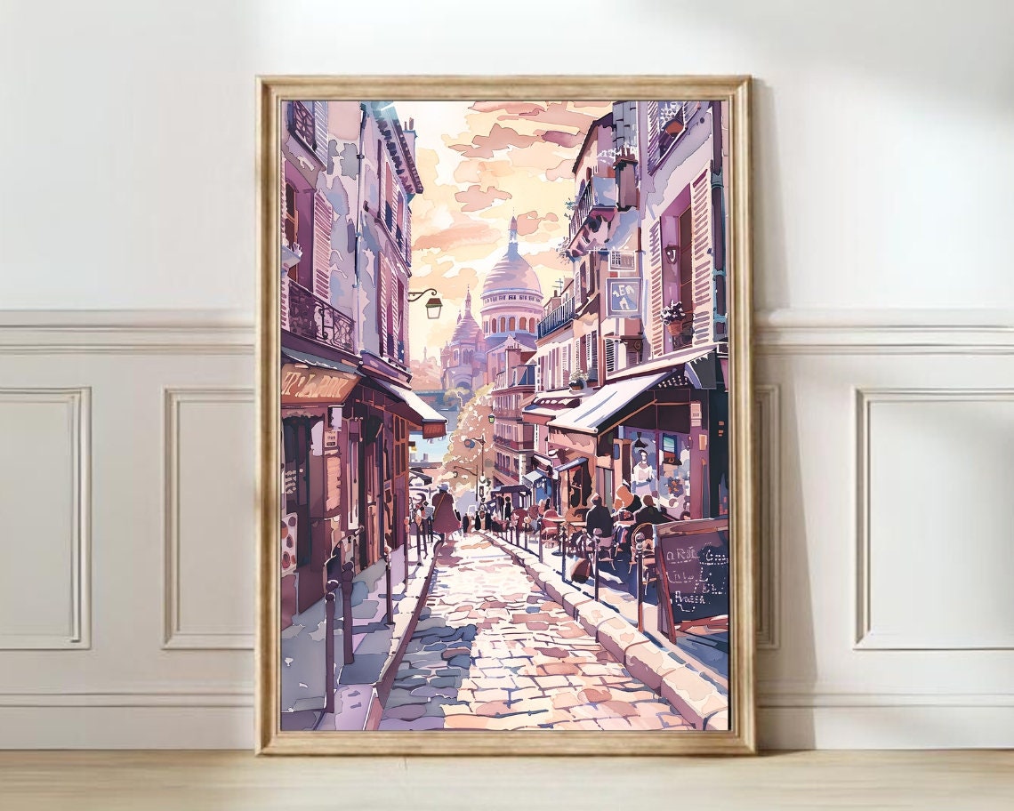 18th Century Paris Street Scene Chromolithography Print. Art