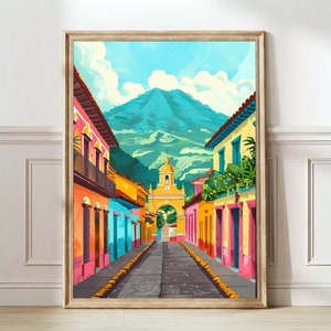 Guatemala Print Guatemala Illustration Guatemala Travel Poster Guatemala Painting Floral Print Nostalgia Print | DIGITAL DOWNLOAD