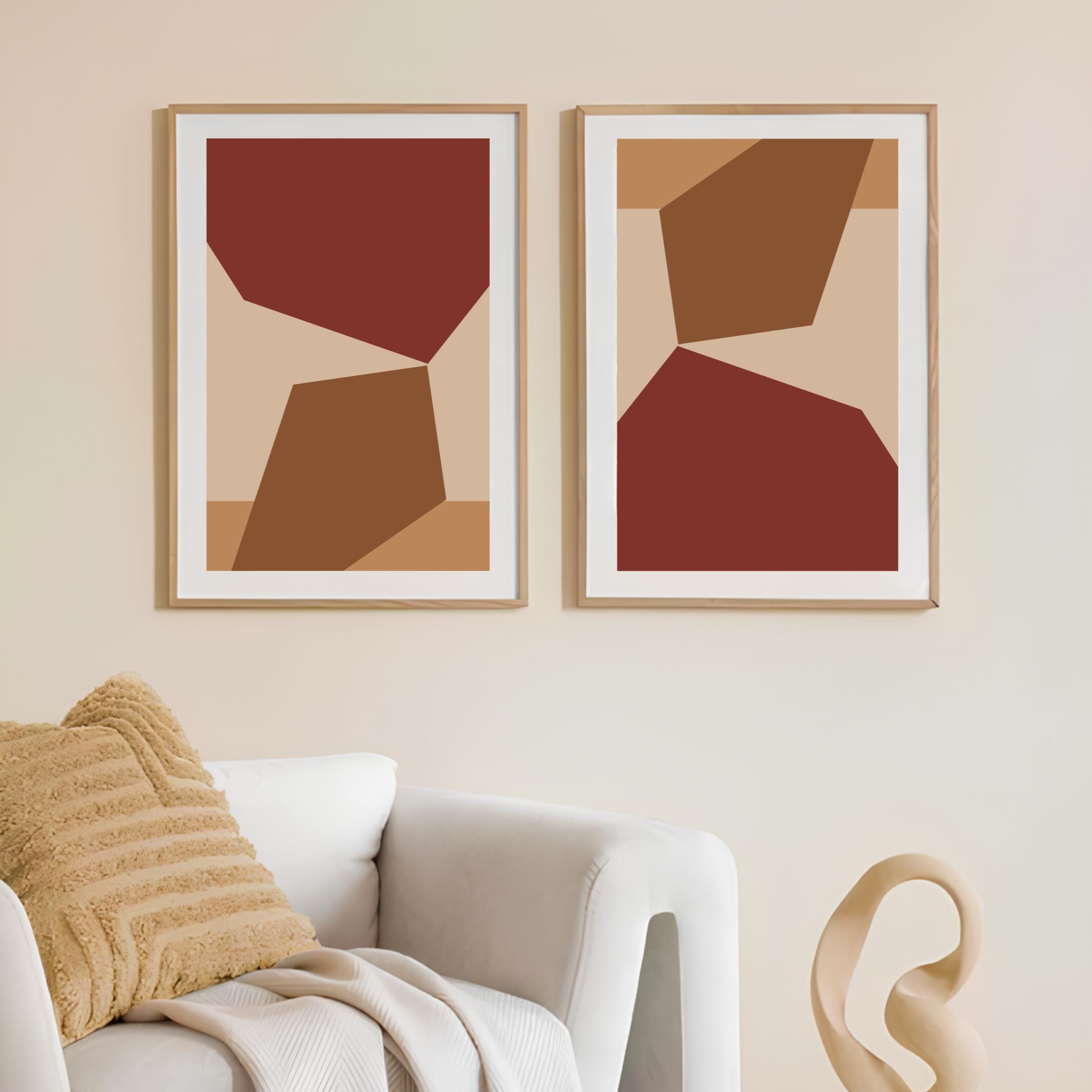 Color Block Printable Geometric Print Burgundy Wall Art Earth Tone ...