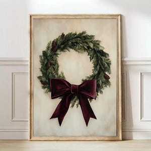 Vintage Christmas Print Wreath Print Winter Bell Print Rustic Farmhouse Print Minimalist Christmas Print Rustic Winter Print
