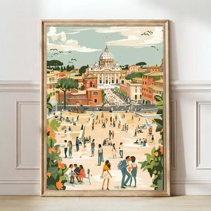Stampa Roma Illustrazione Roma Poster di viaggio Stampa Italia Illustrazione New Yorker Arte murale per cucina Decorazione per bambini Viaggio per bambini / DOWNLOAD DIGITALE