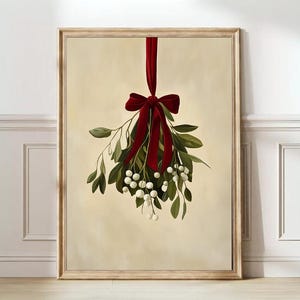 Minimalist Christmas Print Mistletoe Print Rustic Farmhouse Print Minimalist Winter Print Holiday Decor Vintage Christmas Tree Wreath