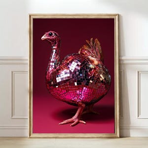Disco Turkey Print Thanksgiving Print Thanksgiving Wall Art New Year Print Party Print Glitter Print Fall Print Autumn Wall Art Burgundy Art