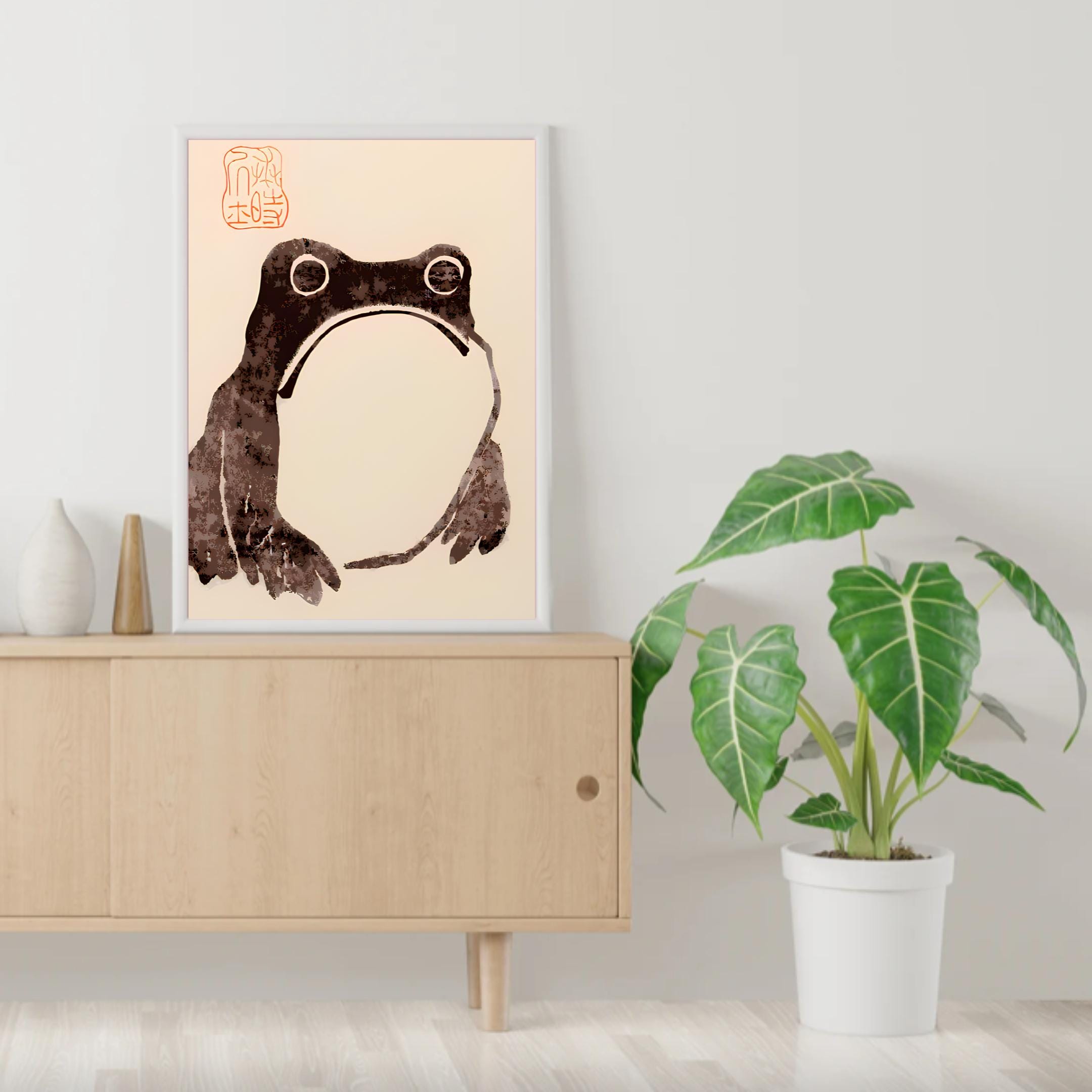 【当時物】1980s Ross Perez大判両面印刷（50×70cm） Matsumoto Hoji Frog Print,matsumoto Hoji Frog Poster, Japanese
