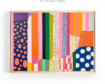 Colorful Abstract Painting Striped Abstract Printable Dopamine Decor Trendy Wall Art Color Block Print Maximalist Art Eclectic Print