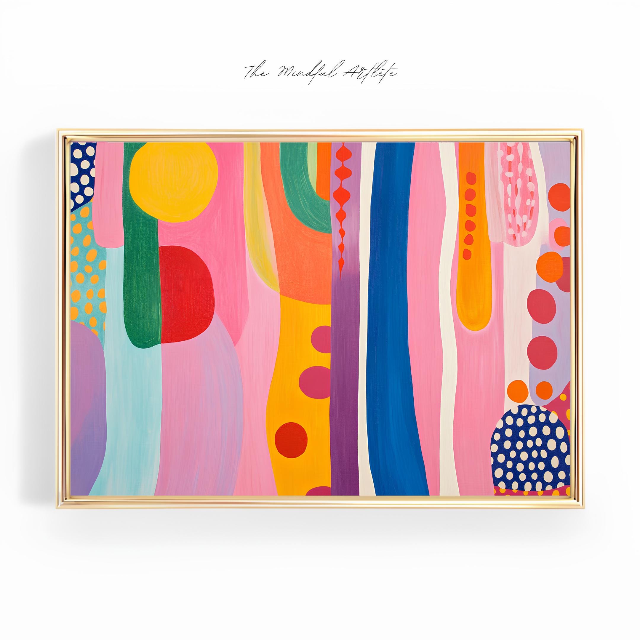 Colorful Abstract Painting Striped Abstract Printable Dopamine Decor Trendy Wall Art Color Block Print Maximalist Art Eclectic Print