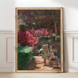 Vintage Flower Painting Vintage Landscape Painting Garden Painting Flower Print Vintage Print Farmhouse Decor Rustic Country Art Print