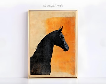 Horse Print Horse Painting Abstract Equestrian Art Contemporary Print Modern Gallery Minimalist Print Maximalist Wall Art | digital download