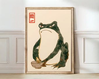 Japanese Frog Print Matsumoto Hoji Poster Angry Frog Print Animal Wall Art Vintage Print Frog Retro Art Print Funny | DIGITAL DOWNLOAD