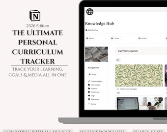 Notion Personal Curriculum Tracker Template | Self Study Planner | Digital Commonplace Book | Course & Student Dashboard | Instant Download
