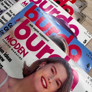 Burda Moden 1989 3,5,6,7,10 fashion magazines with patterns and English supplements like new ones