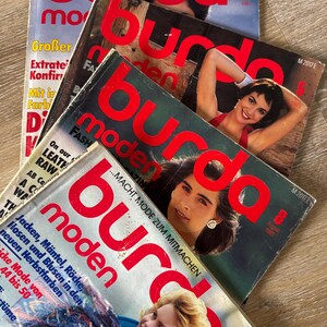 Burda Moden 1985 1,5,8,9 fashion magazines with patterns and supplements