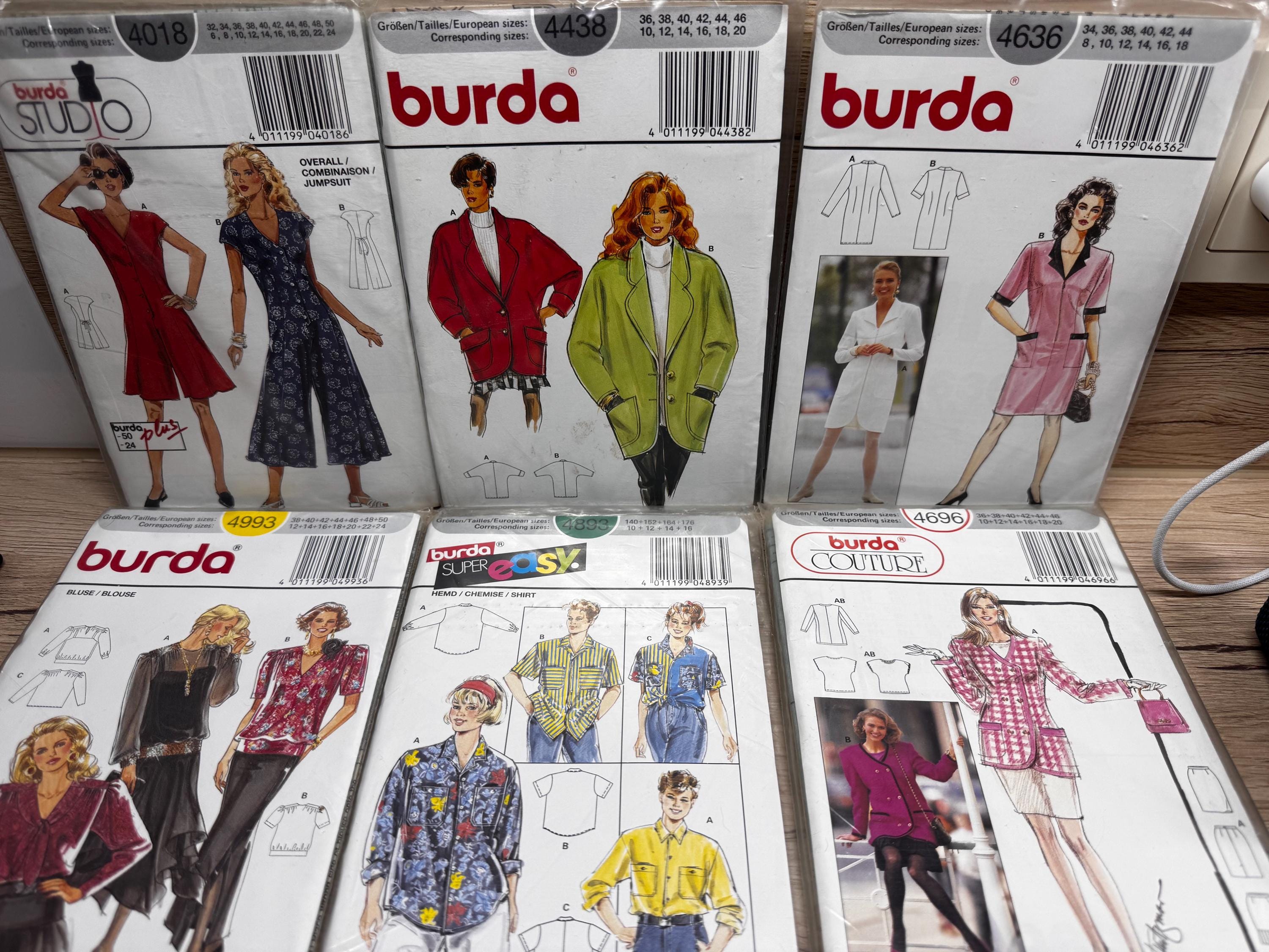 Vintage Burda Sewing Patterns Lot of 6 - 4696, 4893, 4993, 4636, 4438 ...