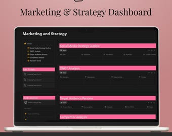 Modello di dashboard di marketing e strategia Notion