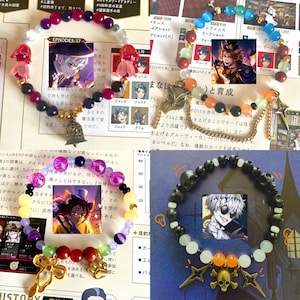 Pulseiras de contas temáticas com personagens do evento Twisted Wonderland