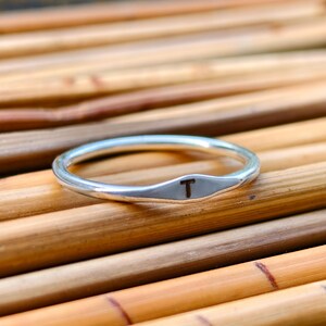 Personalized Initial Signet Ring: Dainty 925 Sterling Silver Stacking Ring