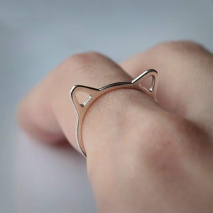 Cat ears ring - crazy cat lady - cat rings - minimalist kitty rings - sterling silver - cat lovers gift - stack cat ring - handmade cat ring