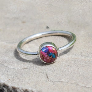 Handmade Sterling Silver Oyster Turquoise Ring: Pink Dahlia, Kingman Turquoise