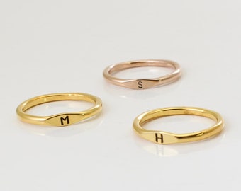 Custom Delicate Name Ring, Gold Tiny Signet Ring, Personalized Rings, Custom Initial Rings, Mother Gift Rings, Bridesmaid Gift, Name Rings