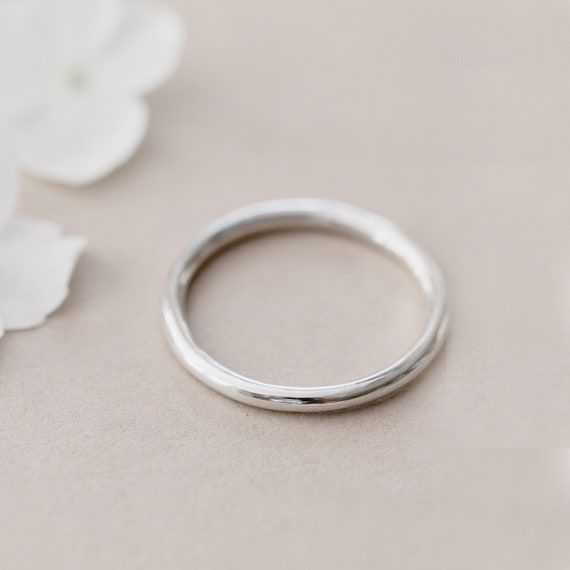 SOVATS Sterling Silver Minimalist Band Ring For Women – Rhodium Plated, Nickel-Free, Stackable