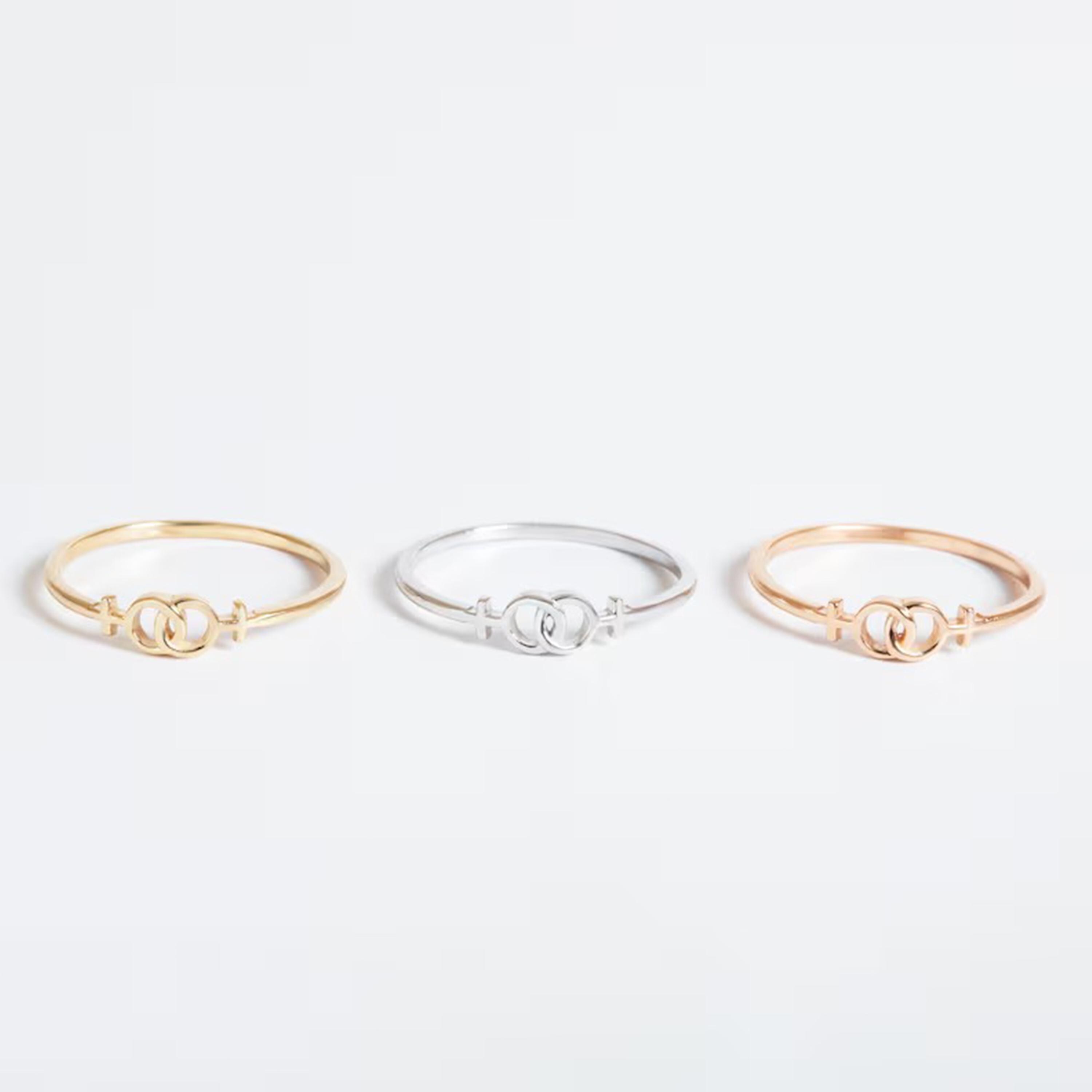 thumbnail interactive-video image 1 of Carved Women Symbols And Rainbows Band Ring - Stainless Steel, LGBTQ Lesbian Pride - Size Selectable 1 of 4
