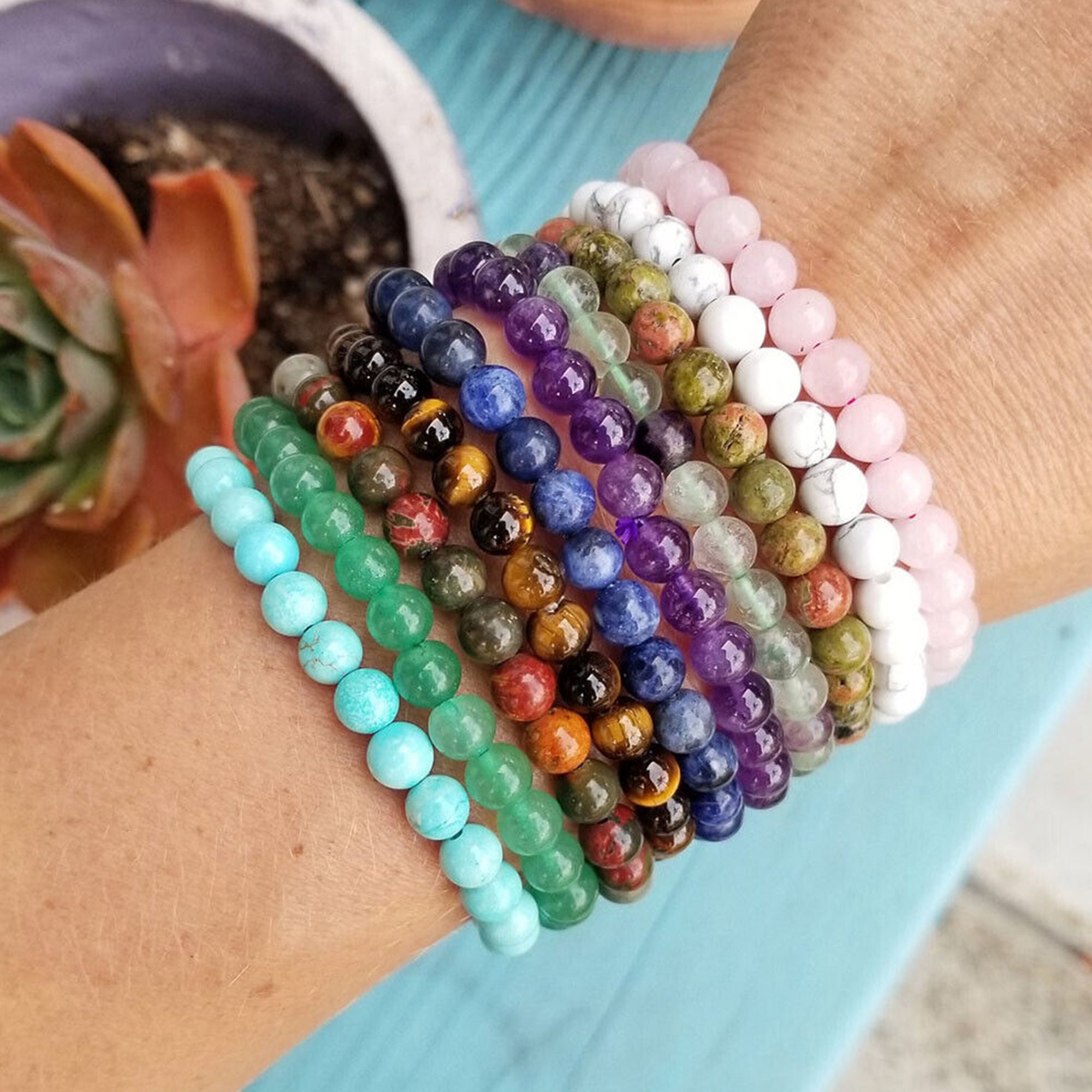 Amazon.com: FIRAZIO 20Pcs 4mm Gemstone Beaded Bracelets for Women Mens  Healing Crystal Stone Bracelet Stretch Mini Round Beads Elastic Bracelets  Jewelry Gifts: Clothing, Shoes & Jewelry
