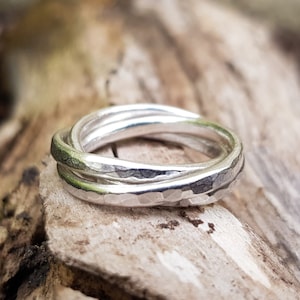 Three Rolling Rings | Delicate Silver Ring | Triple Interlocking Rings | Russian Wedding Rings | Trinity Rings | Wedding Band | Anxiety Ring