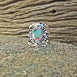 Natural Angel Aura Quartz Ring | Silver Handmade Silver Ring | Natural Angel Aura Quartz Silver Ring | Anniversary Ring | Mother&#39;s Day Gift